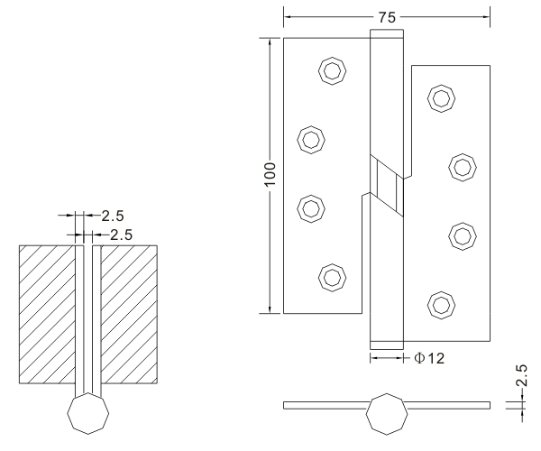 100×75×2.5 Polishing Design Rising Hinge Stainless Steel Wooden Door Hinges Hardware Manufacturer