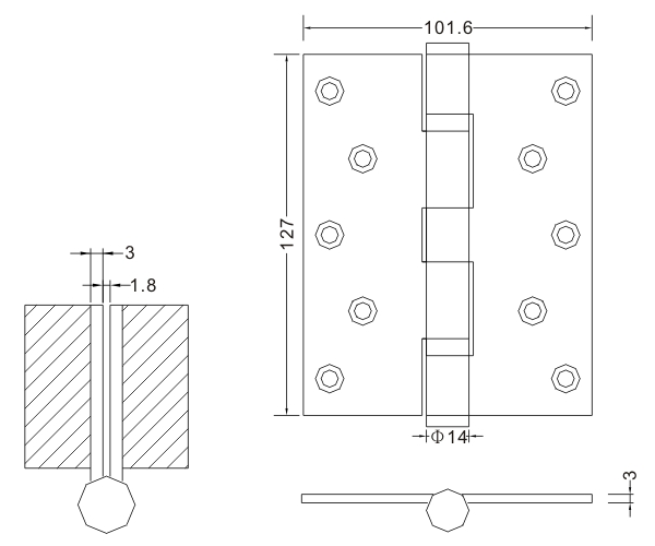 5×4×3-4bb New Good Stainless Steel Flat Hinge Wooden Door Hinges Hardware Manufacturer 