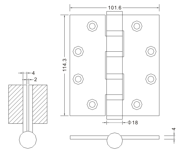 4.5×4×4-4BB Stainless Steel Door Hinges Wooden Door Hinges flat hinge Hardware accessories