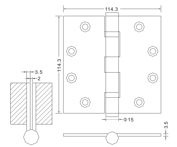 4.5×4.5×3.5-4bb Stainless Steel Door Hinges Wooden Door Hinges Flat Hinge Manufacturer