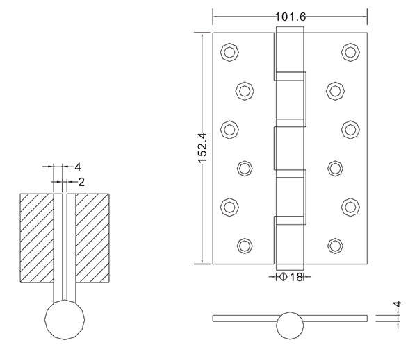 6×4×4-4bb Stainless Steel Heavy Duty Door Hinges For Wooden