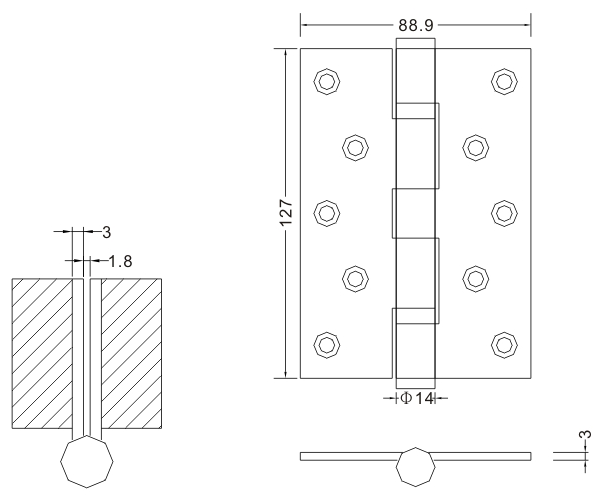 5×3.5×3-2BB Wooden Door Hinges Flat Hinge Stainless Steel Door Hinges Supplier