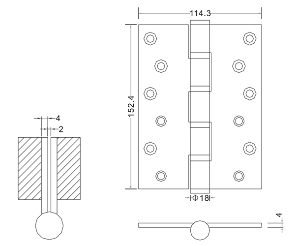 6×4.5×4-4bb Factory Wholesale Stainless Steel Wooden Door Hinges Hardware Manufacturer 