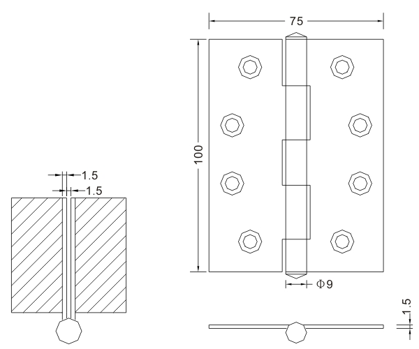 100×75×1.5 Stainless Steel Folding Flat Hinge Wooden Door Hinge