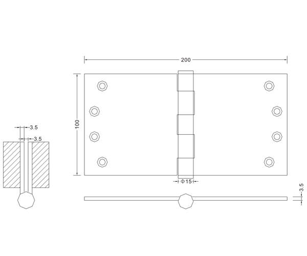 100×200×3.5 Modern Folding Metal Flat Hinge Wooden Door Hinges Hardware Manufacturer 