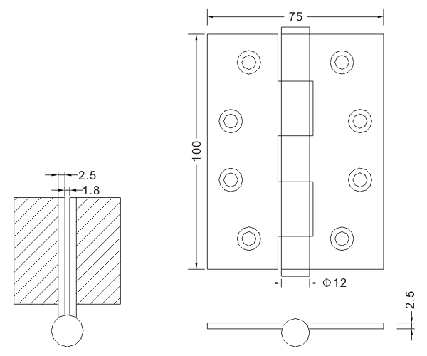 100×75×2.5-PN Supplier Stainless Steel Wooden Door Hinges Flat Hinge